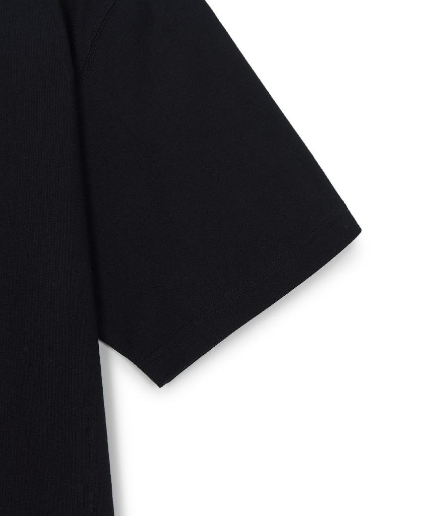 Emelbi Vintage Denim-Like Monogram Big Lux Oversized Short Sleeve T-Shirt Ny (Black)