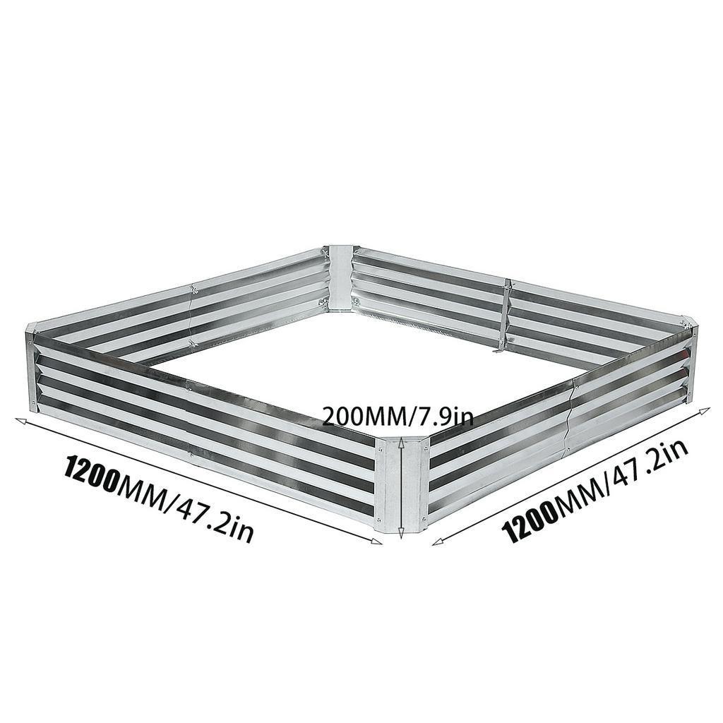 120cm on Vegetable Flower planting Garden Bed Patio Planter Basket Metal Raised home Backyard decoration Garden Nursery Iron Pots Silver