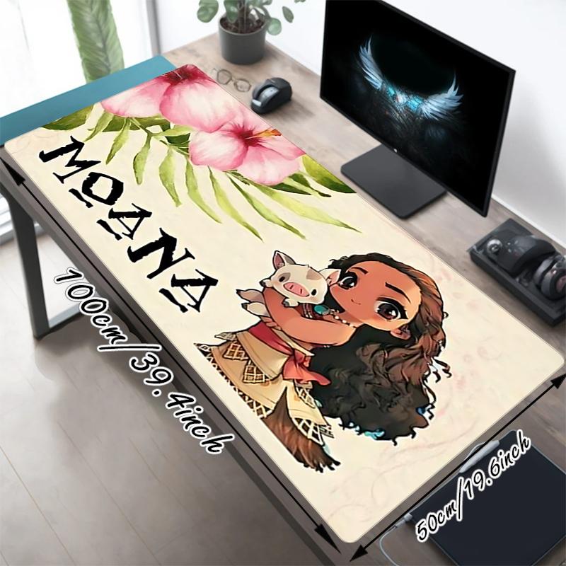 1Pc Adventure Awaits Moana Gaming Mouse Pad Keyboard Desk Mat Non-slip Rubber Lock Edge Waterproof Computer Mousepad for Office Home Decor Ey12