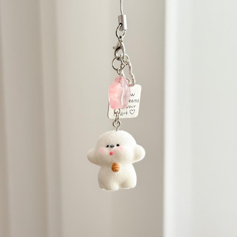 Flockad Tecknad Nyckelring Sött Djurhänge Väskdekoration Nyckelring Telefonkedja Snodd