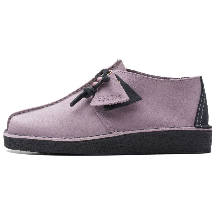 Clarks Originale Zweilagige Rindsleder Retro Trendige Mode Bequem Verschleißfest Atmungsaktiv Niedrige Schnürschuhe Damen Sneaker Lila 261739984