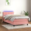 Vidaxl Continental Bed with Mattress and LED, Pink Velvet 100X200Cm