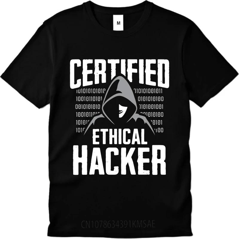 Big Size Summer Unisex T Shirt Certified Ethical Hacker with Hoodie and Binary Code Short Sleeve Long Sleeve Round Neck Tees S