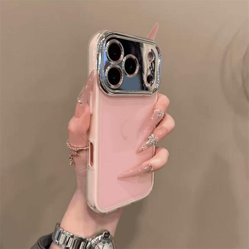 

iPhone Case: Electroplated Lens for iPhone 17 Pro, Compatible with 16 Pro, 15 Pro, 14 Pro 12PRO MAX 6.7 inch рожевий