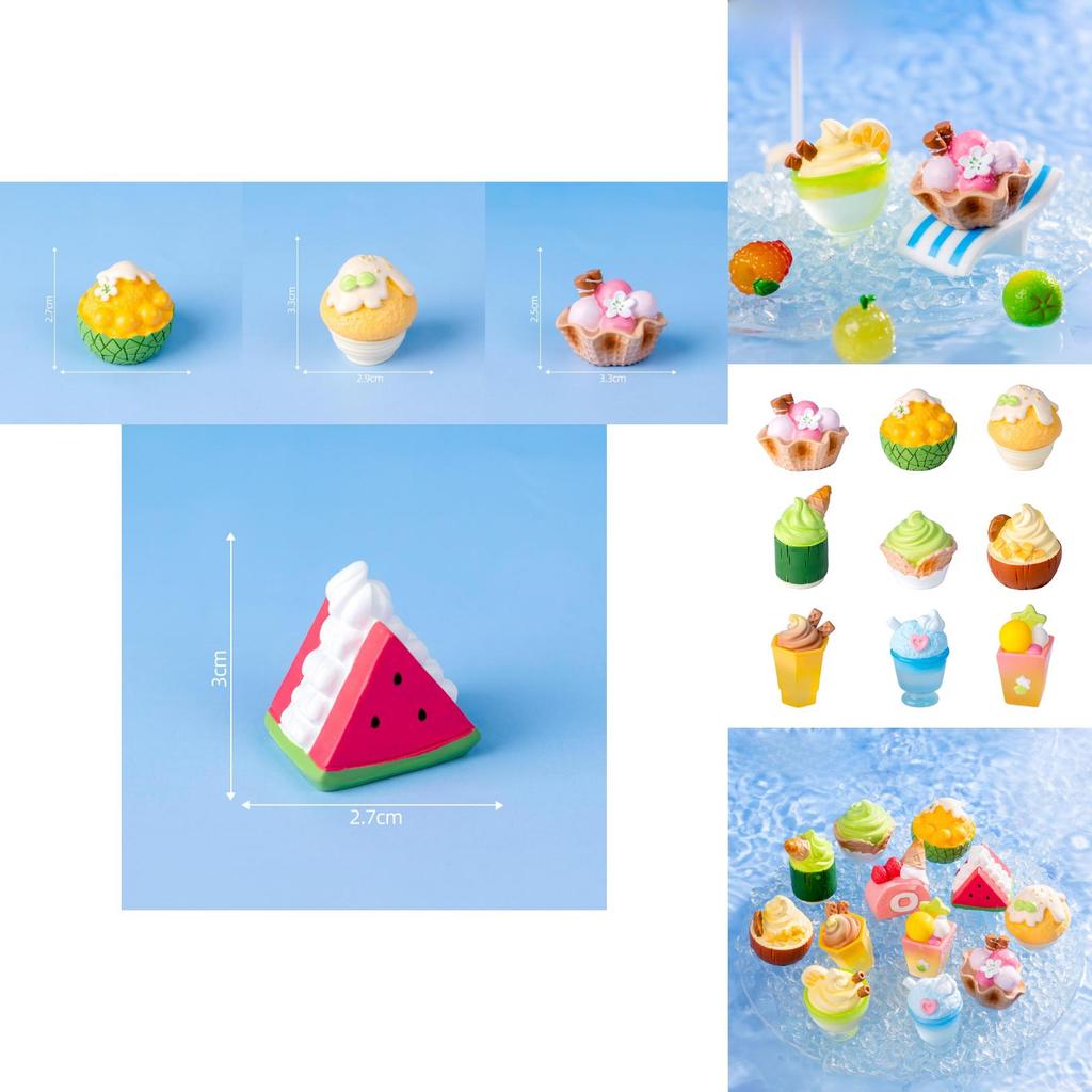 Creative Summer Ice Cream Resin Miniature Decorative Cup Set For Diy Projects