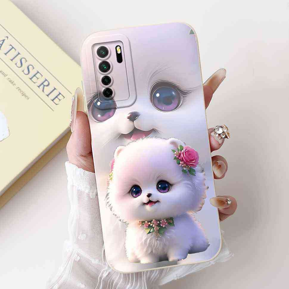 Für Huawei Nova 7 SE CDY-AN00 Weiches Silikon Modeblumen Hülle Für Huawei Nova7 SE Nova 7se 6.5" Niedliche Cartoon Stoßstange Schale