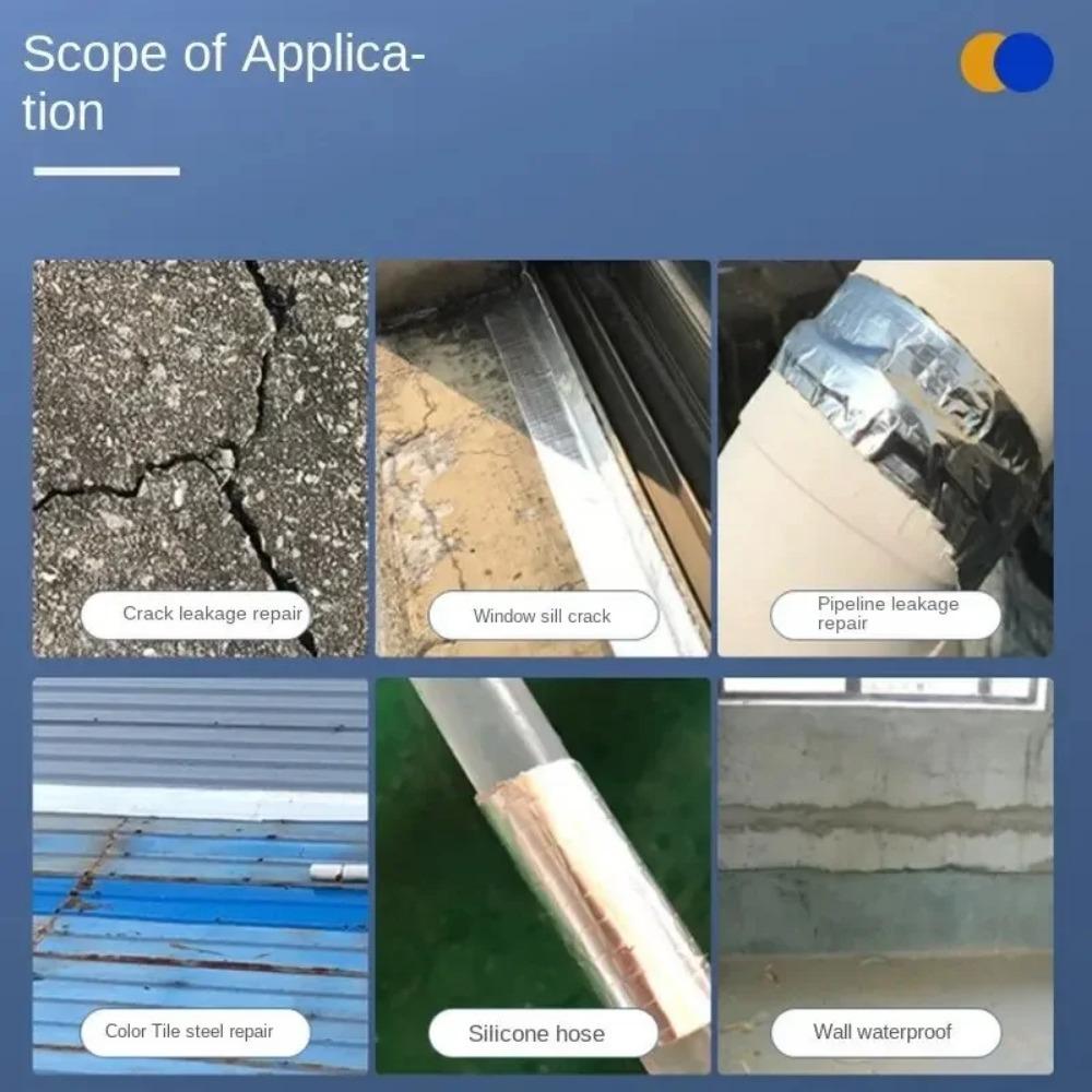 1rollofSelf-adhesiveButyl TapeWaterproof Aluminum Foil Leakage Clogging Steel Color Roof Leakage Repaandwir Material Manual Work