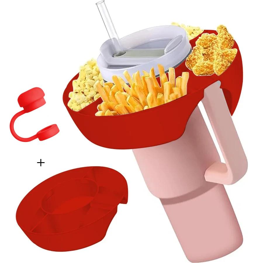 

1 шт. миска для закусок для стакана Stanley 40 унций с ручкой, пластиковый поднос для закусок с 4 отделениями, совместимый с 40 унциями с ручкой