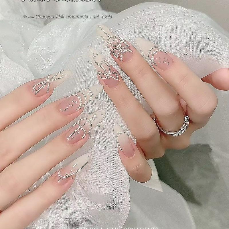 1 Box Nail Parts Half-Round And Full-Round Simulation Pearl And Steel Beads Set Nail Decoration Parts Nails Nail Supplies