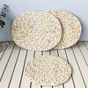 Flat Weaving Craft Placemat, Corn Husk Table Mat, Straw Woven Insulation Mat, Oval Anti-scalding Mat, Household Table Mat