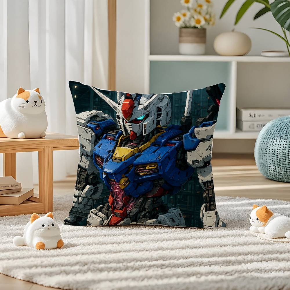 Mobile Suit Gundam Zeta Gundam Anime Plush Pillow Cover Soft Short Plush Cushion Cover For Sofa Bedroom Home Decor Gift