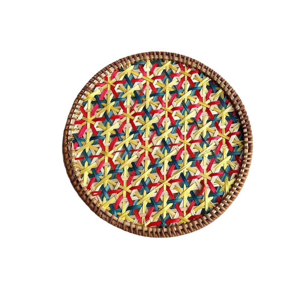 Ethnic Bamboo Weaving Handmade Coaster Set - Heat Resistant Round Placemats for Kitchen & Restaurant