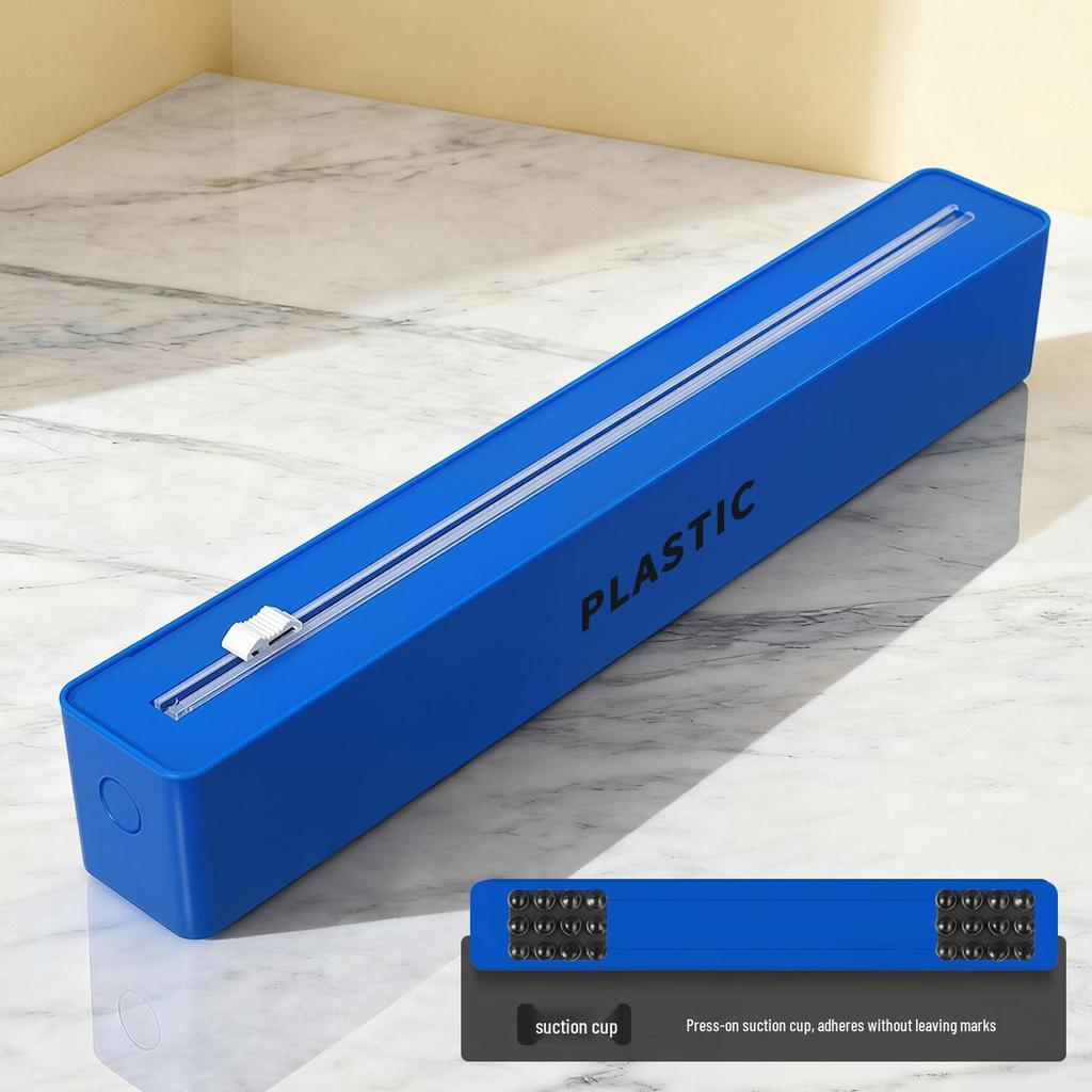 Wall-Mounted Magnetic Cling Film Cutter with Suction Cup & Two-Way Sliding Blade for Foil and Baking Paper