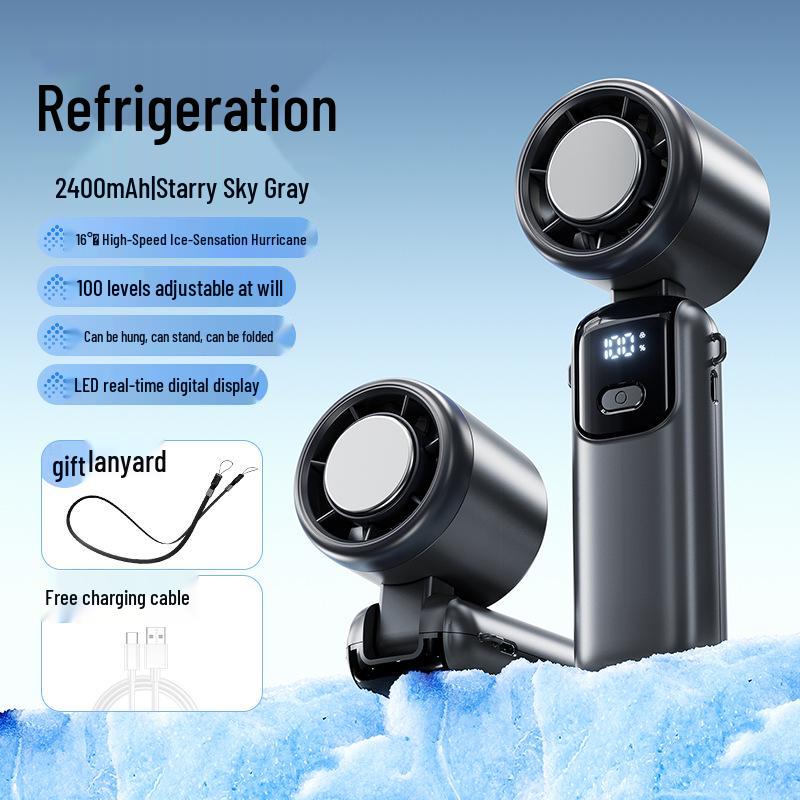 Foldable Handheld Neck Fan with Turbo Cooling and Ice Pack