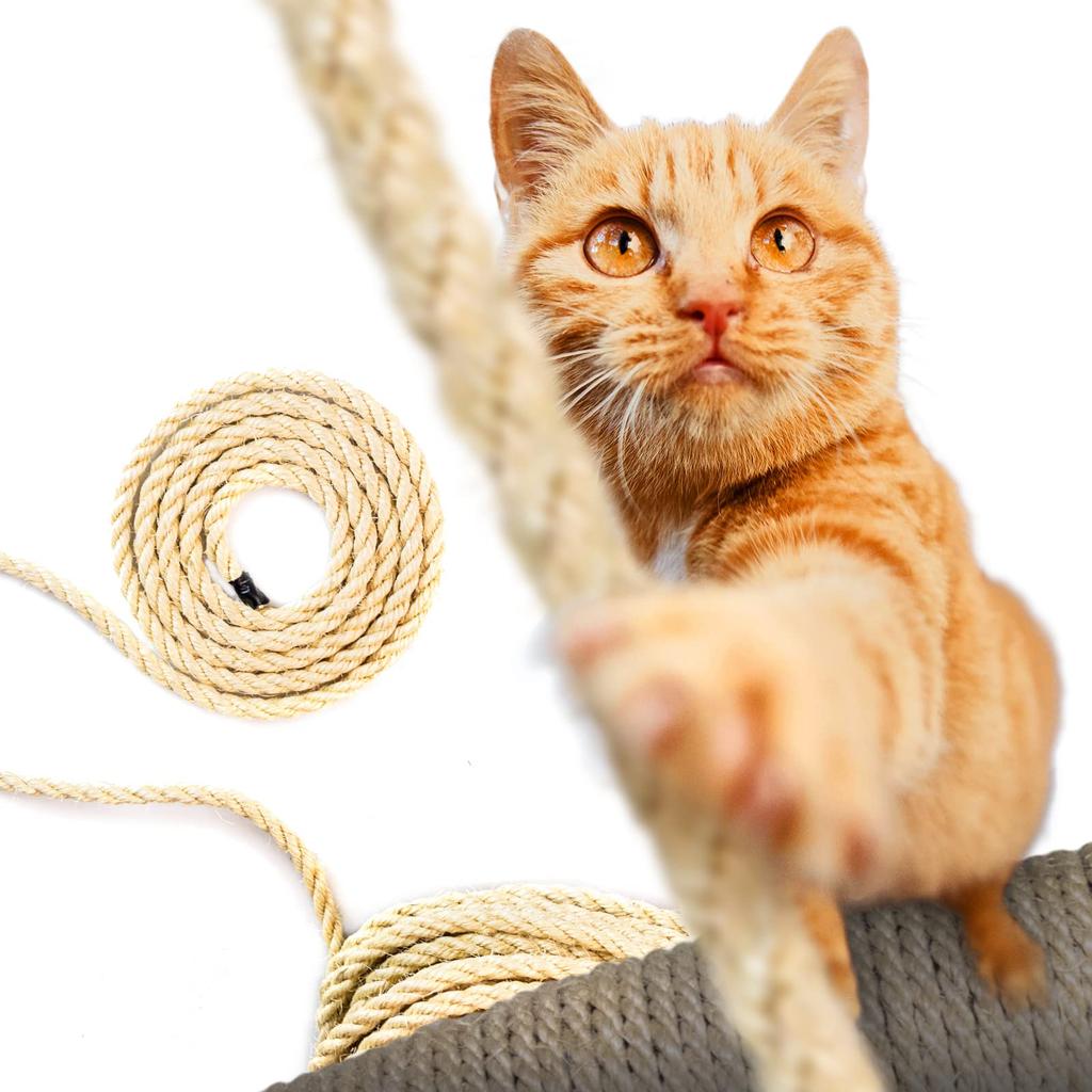 DQ-PP SISALSEIL | 10 | 8 stark | Natürliches Sisal Seil für Kratzbaum Katzenbaum | Kratzseil DIY Fuer Katzen Ersatzteile