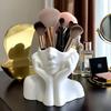 1pc Facial Styling Makeup Brush Holder | Black and White PVC Makeup Storage Box Designed for Women/Ladies' Faces - Lightweight and Portable, Suitable
