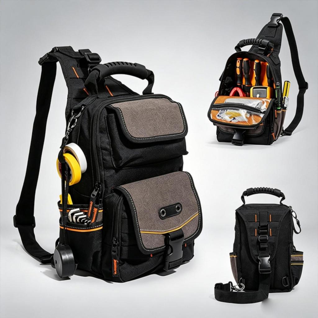 MultiCompartment Tool Bag Compact with Shoulder Strap Padded for Technicians, Electricians,