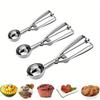 Thickened Stainless Steel Ice Cream Scoop with Trigger Fruit Baller Measuring Spoon for Baking Fruit Cookie Dough Cupcake