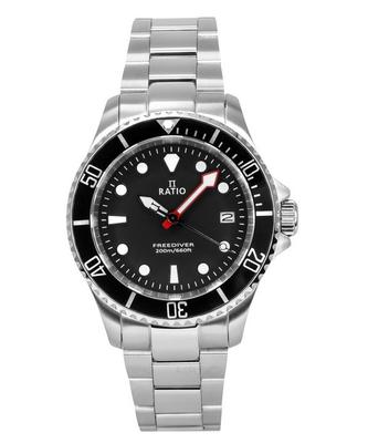 Orologio da uomo FreeDiver con zaffiro in acciaio inossidabile quadrante nero al quarzo RTF031 200M