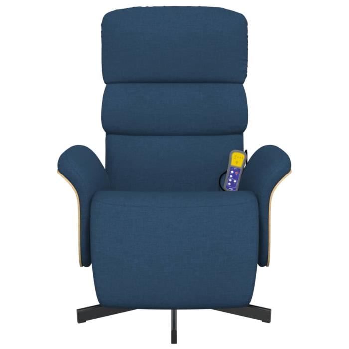 VidaXL Fauteuil inclinable de massage avec repose-pieds bleu tissu 356620