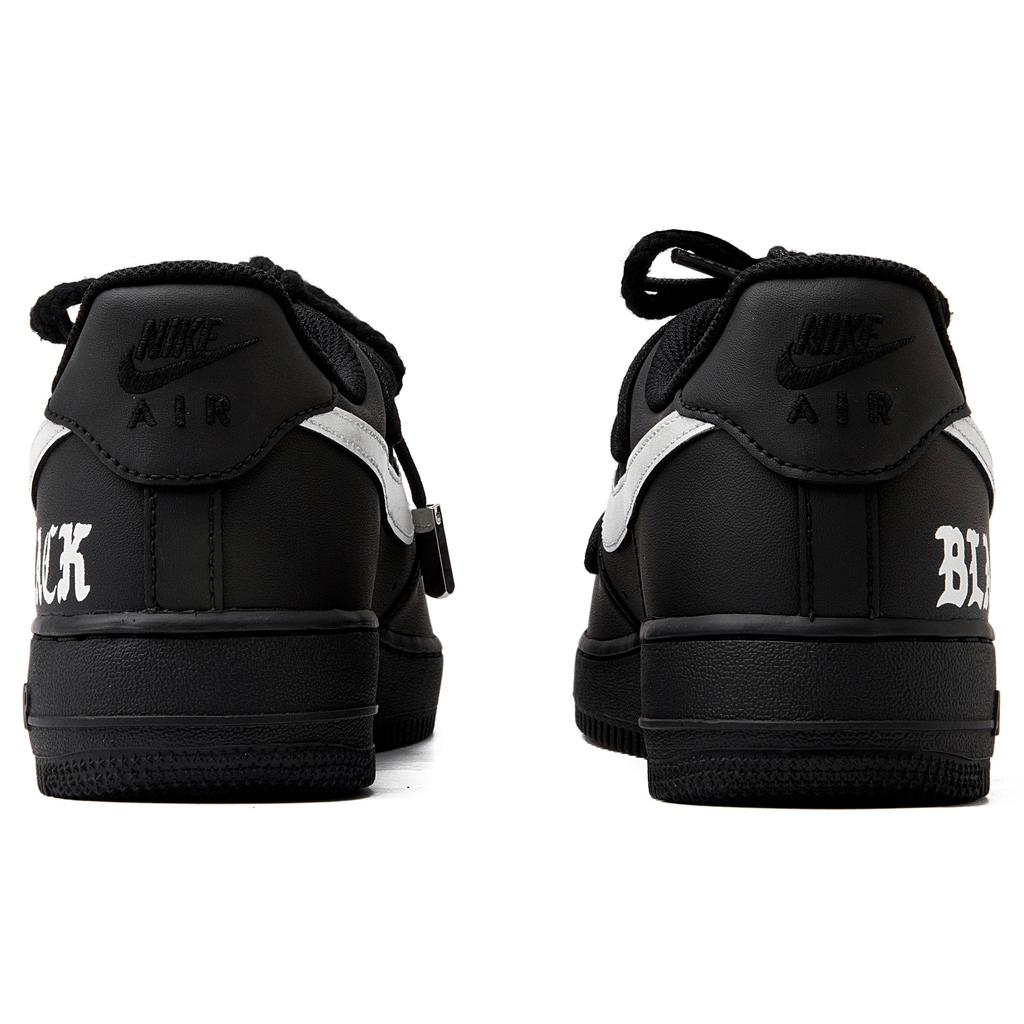 Nike Air Force 1 Coverage Slip Resistant Low Top Skateboard Shoes Unisex Black Silver CW2288-001(Team55-SWOOSH)