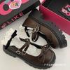 Thick-soled heightening single shoes Mary Jane shoes women's summer skirt shallow mouth small leather shoes
