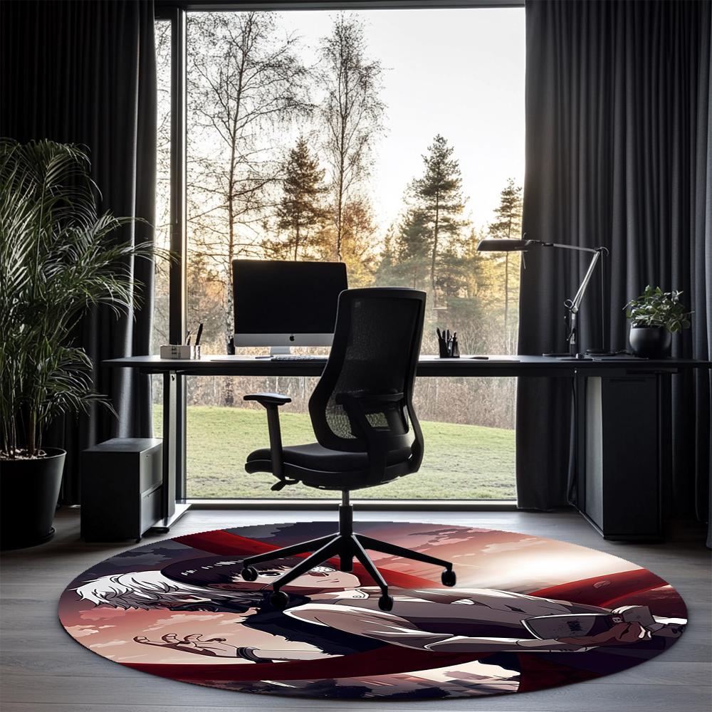 Tokyo Ghoul Printed Round Rug Carpet Chair Rug Area Rug Entryway Doormats,for Office Chair Living Room Bedroom Kitchen Room.