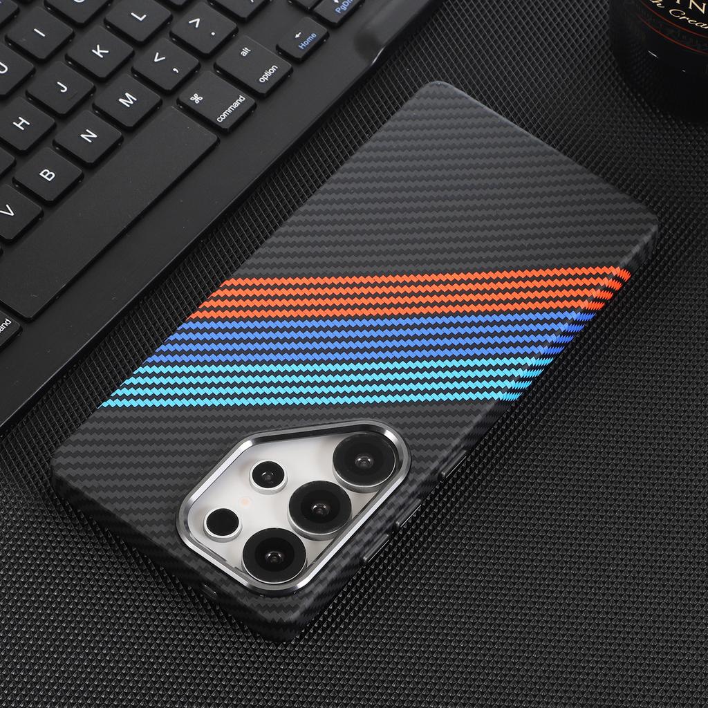 Business Slim Kevlar Carbon Fiber Pattern Case For Samsung Galaxy S26 Ultra S25 S24 S23 S22 Plus For Magsafe Skin-friendly Cover
