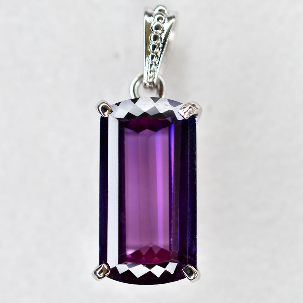 Pandantiv Baghetă Naturală Argint Sterling 925 CERTIFICAT 29.5 Ct Tanzanit Violet my.pd-8-k