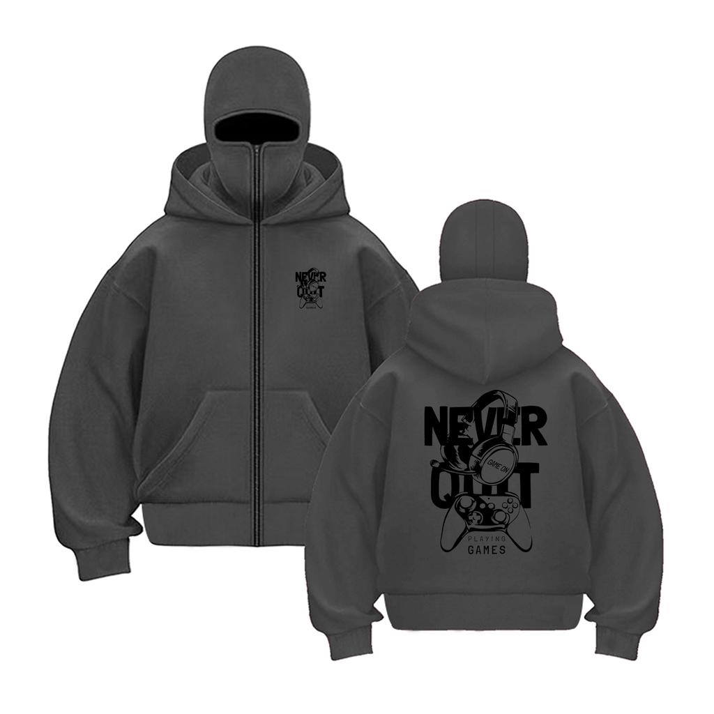 Doppelkappe Reißverschluss Spielekonsole Druck Hoodies Herren Damen Kleidung Hip Hop Kapuzensweatshirt Mode Lässig Übergroßer Hoodie