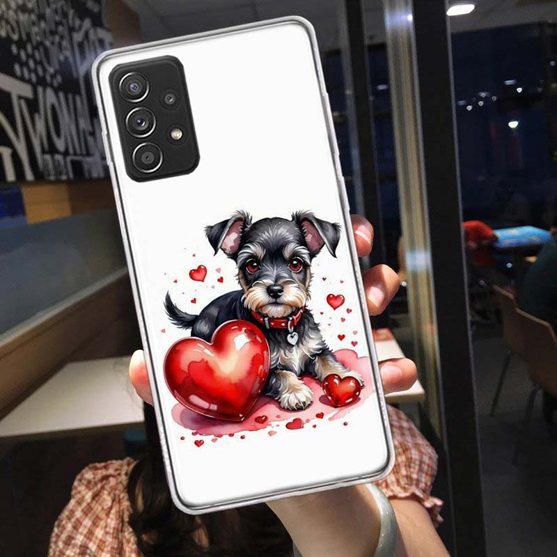 Lovely Puppy Heart Dogs Phone Case for Samsung A54 A57 A37 A17 A14 A15 A12 A24 A34 A55 A35 A25 A52S A07 A05S A04S A22 A32 A72 Ga