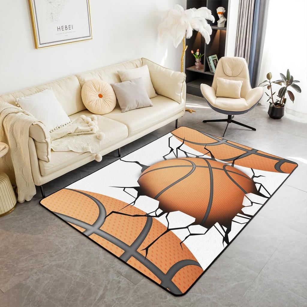 Erosebridal Baseball Area Rug 3x5, Ball Sports Rectangular Carpet for Living Room Bedroom, Vintage Laces Games Printed Kids Girls Washable I