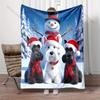 1PC Snowman and Dogs Wearing Hats Pattern Blanket Flannel Material Soft Warm for All SeasonsFor Home Outdoor Camping Picnics RV