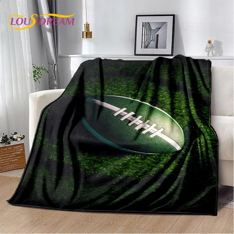 Rugby Field Rugby 2025 Style New American Football Cartoon Soft Blanket,Soft Throw Blanket for Home Bedroom Bed Sofa Travel Kids