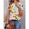 Summer Round Neck Flower Pattern 3D Print Top Fashionable Casual Short Sleeved Women's T-shirts