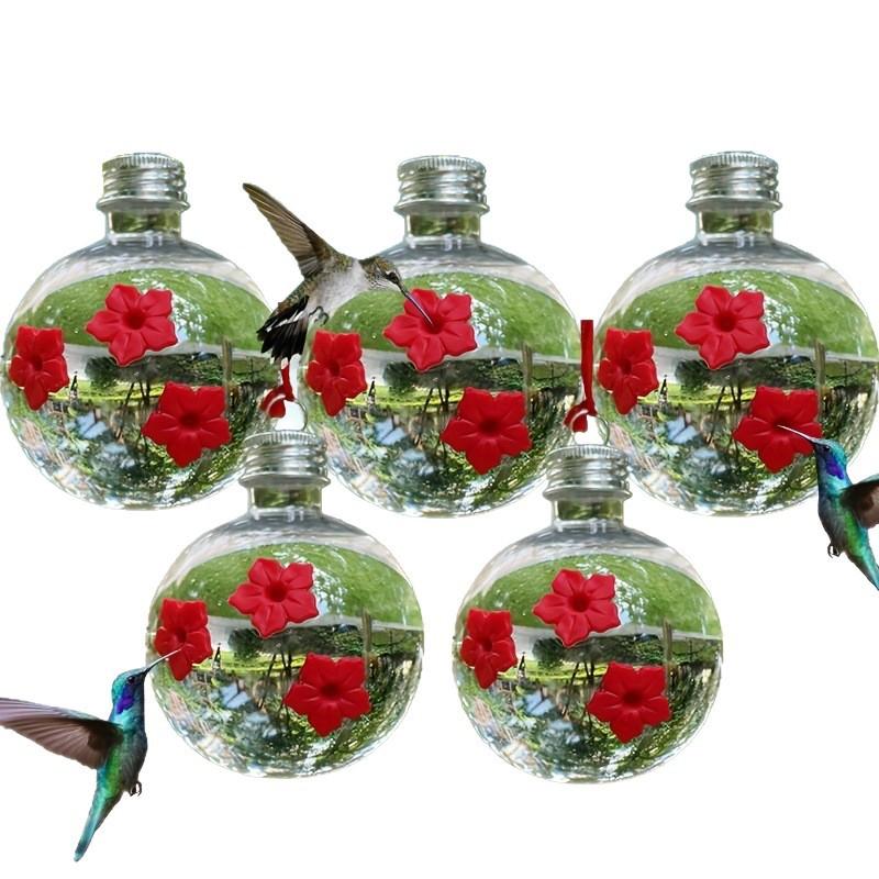 Bird Water Feeder Park Spherical Bird Water Feeder Hanging Bird Feeder Outdoor Three-hole Hummingbird Water Feeder
