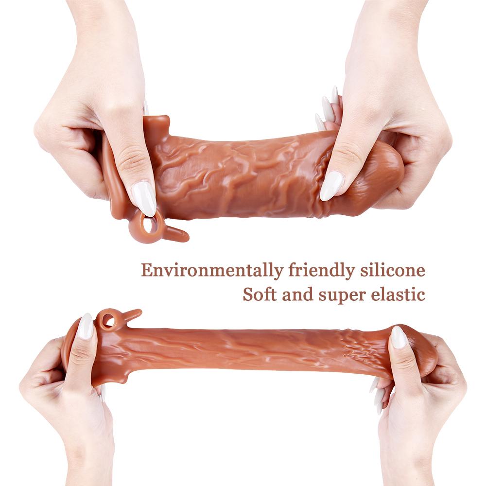 Reusable Condom Penis Extension Sleeve Delay Ejaculation Cock Cover Penis Extender Vibrator Sex Toys For Men Adults Products