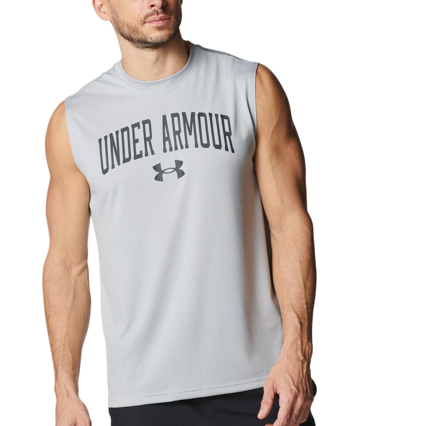 

Under Armour Tech Comfortable Casual Soft Skin-Friendly Simple Basketball Vest Men Tops Gray 6001541-011 M