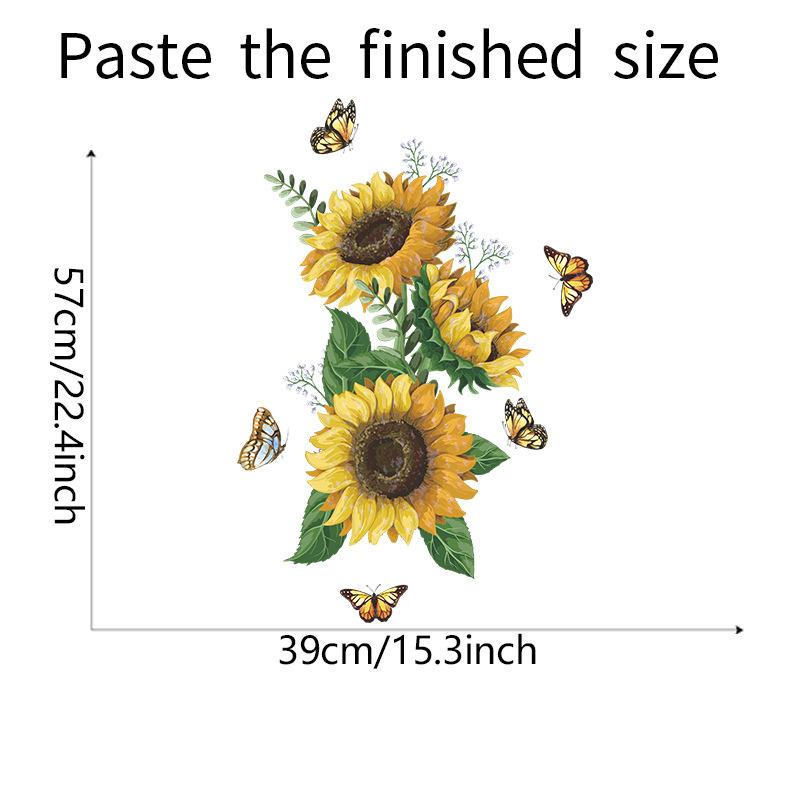 Sunny Sunflower, Butterfly and Floral Wall Stickers Vibrant Nature Self-Adhesive Wall Art for Bedroom and Hallway Decor