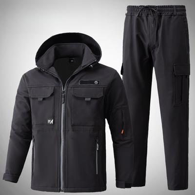 Autumn and Winter Velvet Waterproof Windproof Warm Storm Jacket Soft Shell Suit Men and Women Fishing Outdoor Suit