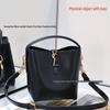 YSL Classic Black Leather Bucket Bag LE37 – Women's Versatile Single Shoulder Crossbody Bag