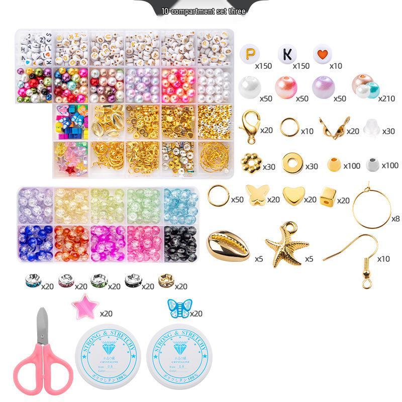 8mm Crackle Bead Bracelet Set: DIY Jewelry Flower Bead Accessories, Lampwork Crystal Loose Beads.