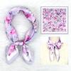 71 Simulation silk blue oil painting small fresh women's square scarf fashion commuter plant flower small silk scarf scarf