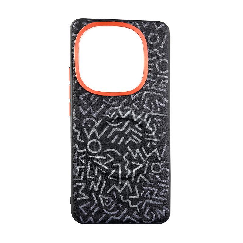 Graffiti Case For iQOO 13 Z10 Turbo Pro Magsafe Metal Raised Lens Frame Protection Anti-slip Grip Plain Vegan Leather Cover