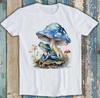 Mushroom and Blue Frog Toad Watercolor Funny Gift Tee T Shirt 1849