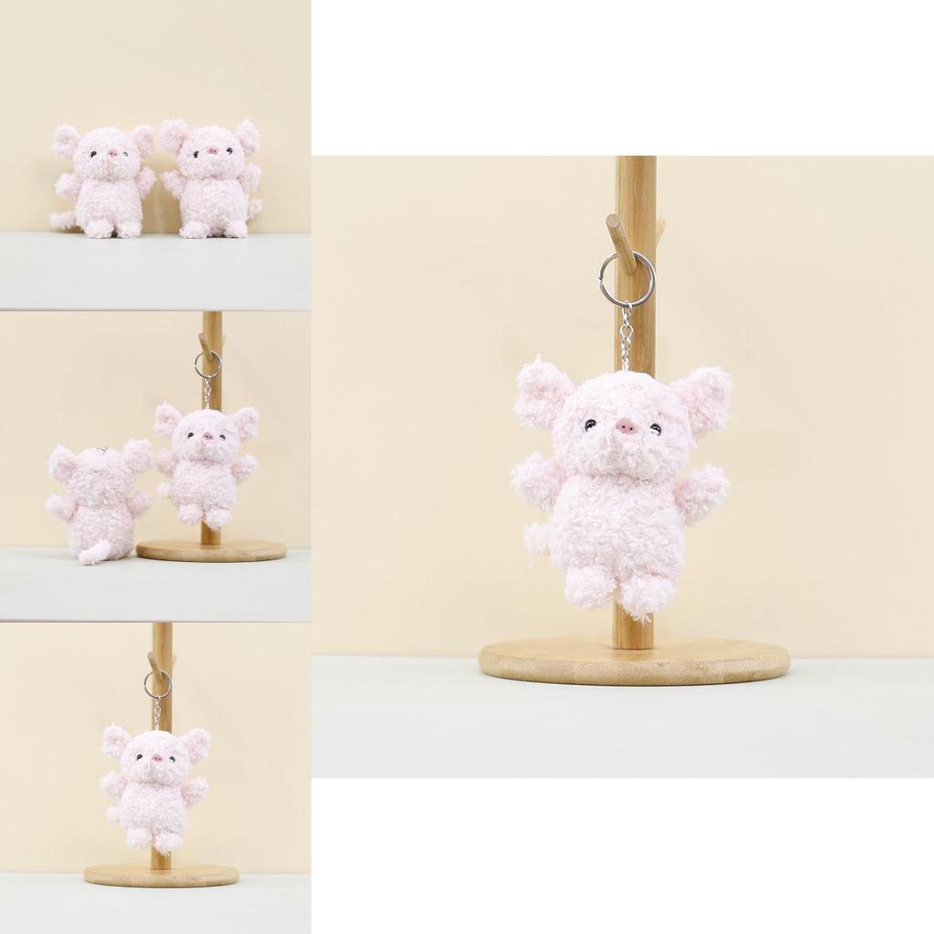 Adorable Cute Pig Plush Keychain Toy Soft Coral Fleece Pig Doll Key Ring Accessory