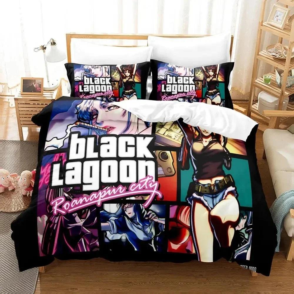 Anime Black Lagoon Bedding Set Duvet Cover Bed Set Quilt Cover Pillowcase Comforter King Queen Size Boys Adult Bedding Set