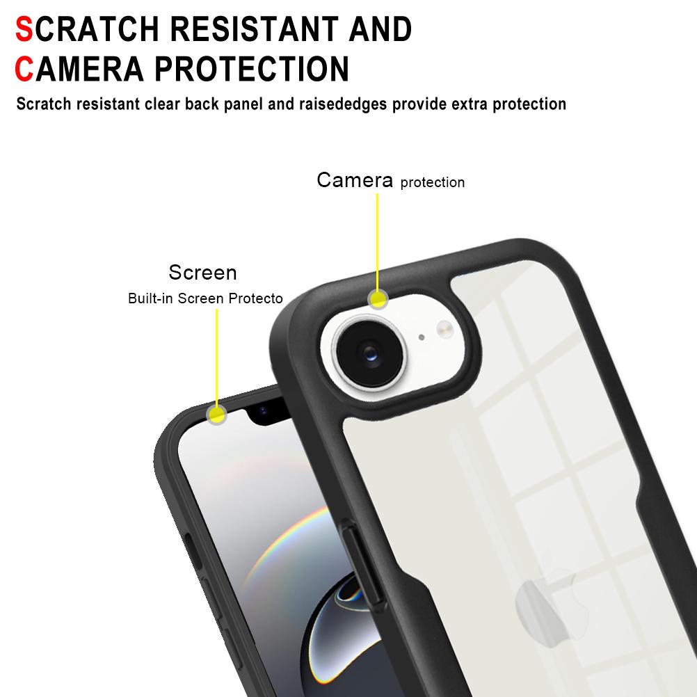 360 Full Protection Case For iPhone 16e Clear Screen With Silicone Bumper TPU+PC Back Cover For iPhone 16 e iPhone16e 2025 Funda