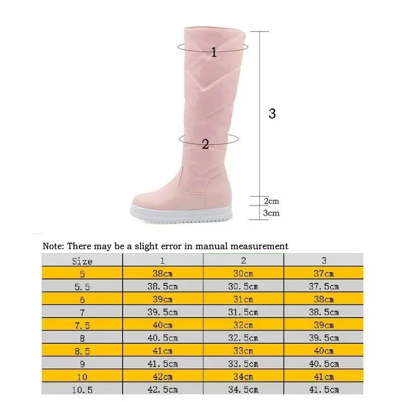 Winter Warm Plush Knee High Boots Women Comfy Flat Heel Snow Boots Slip On Platform Woman Long Boots Shoes Black Pink White 2025