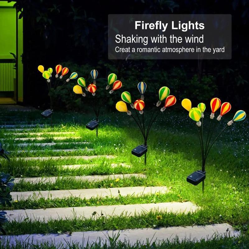 New Solar Hot Air Balloon Swing Light 6LED Firefly Ground Plug Light Courtyard Garden Camping Starburst Lawn Light